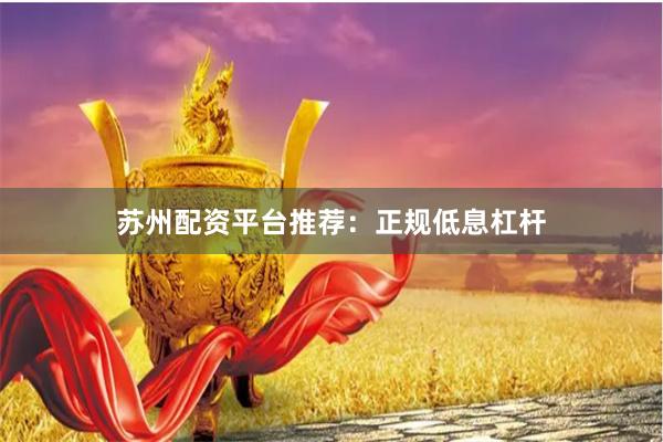 苏州配资平台推荐:正规低息杠杆